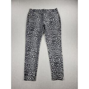 Michael Kors Womens Jeggings Size L Black Gray Leopard Print Pull On‎ Stretch